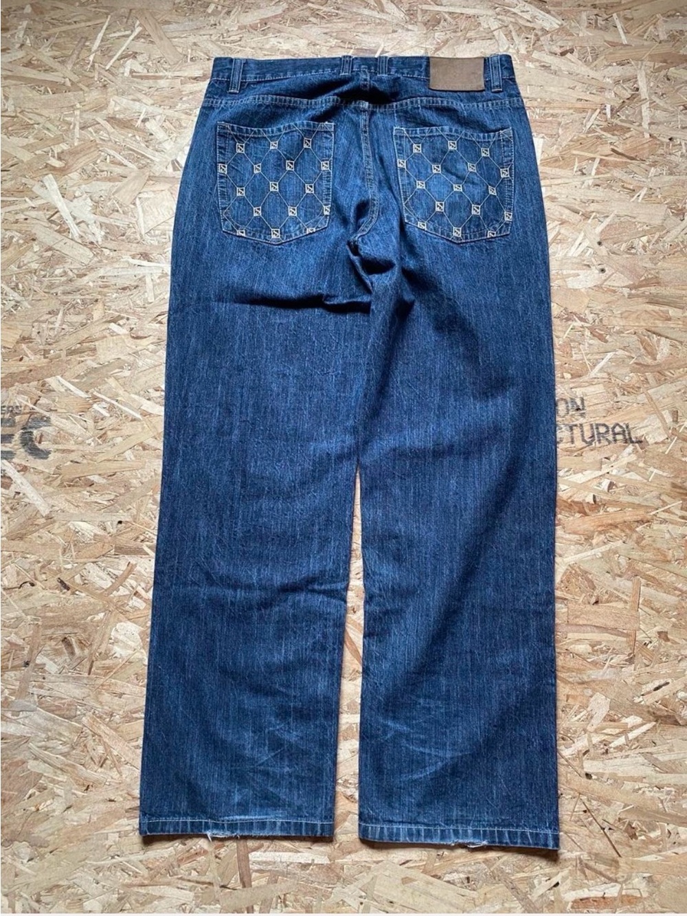 Relaxed Fit Size 38 Davoucci Men's Jeans in Dark Blue Denim